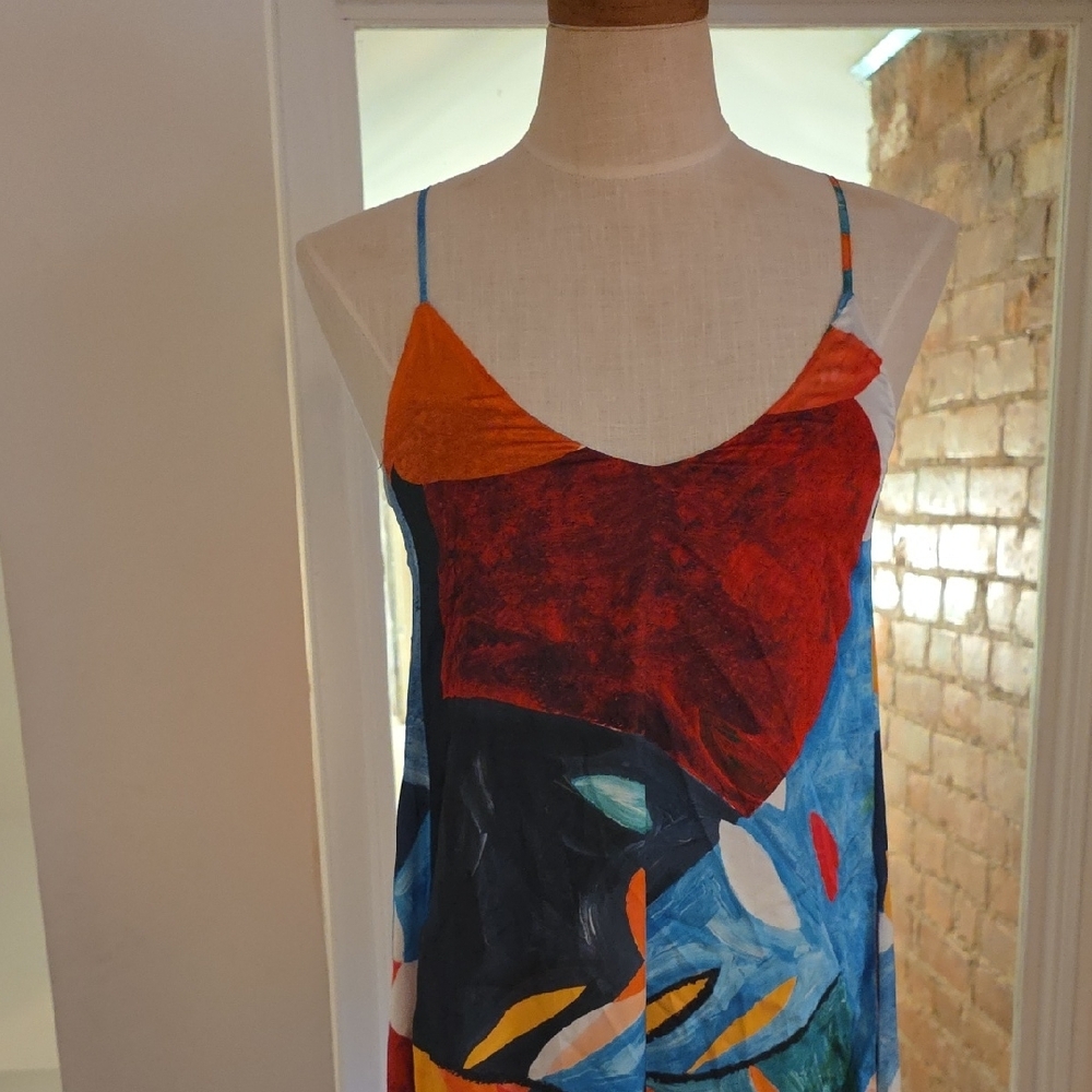 Nicole Miller Multicolor Abstract Maxi Dress with Pockets - Picture 2 of 4
